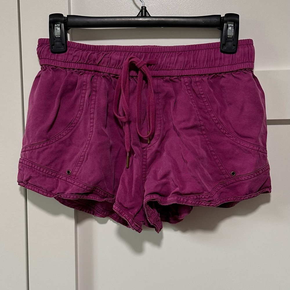 Anthropologie Magenta Drawstring Athletic Shorts